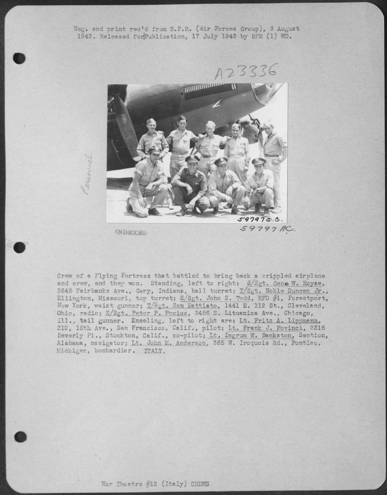 Crew of a Flying Fortress That Battled to Bring Back a Crippled