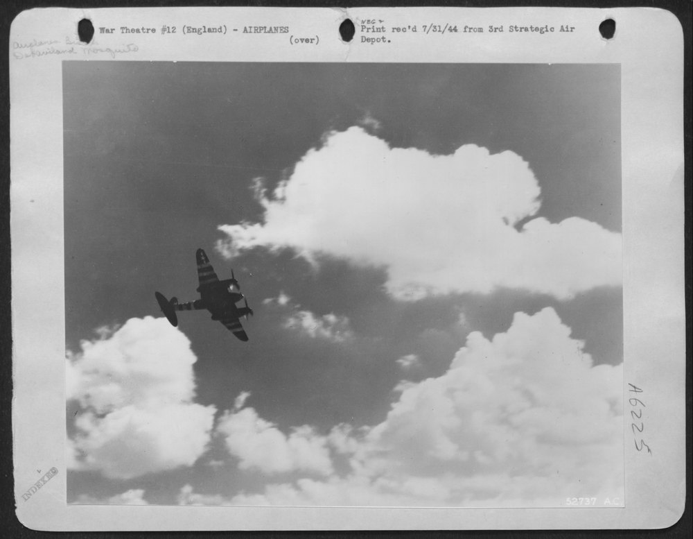 De Havilland Mosquito over English countryside