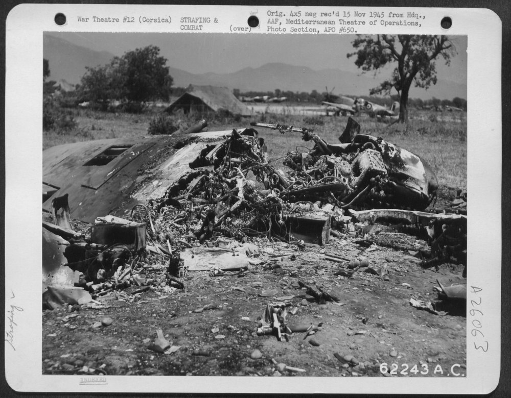 Demolished aircraft on Corsica