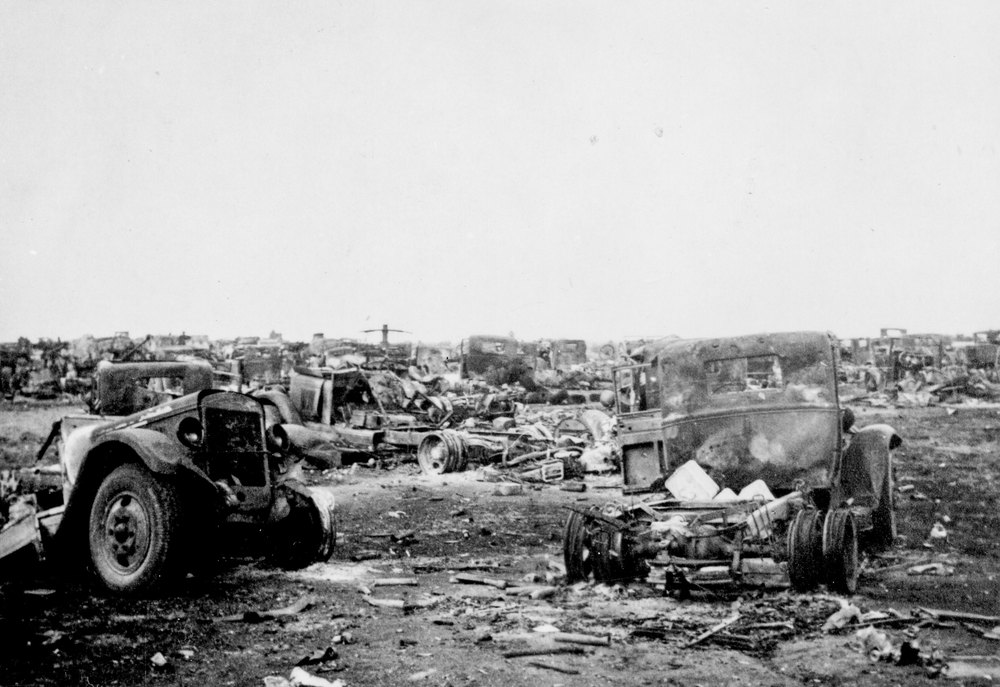 Destroyed Russian vehicles on the Dnieper