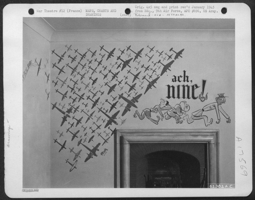Drawing above fireplace in France
