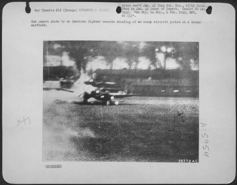Enemy aircraft strafed on German airfield