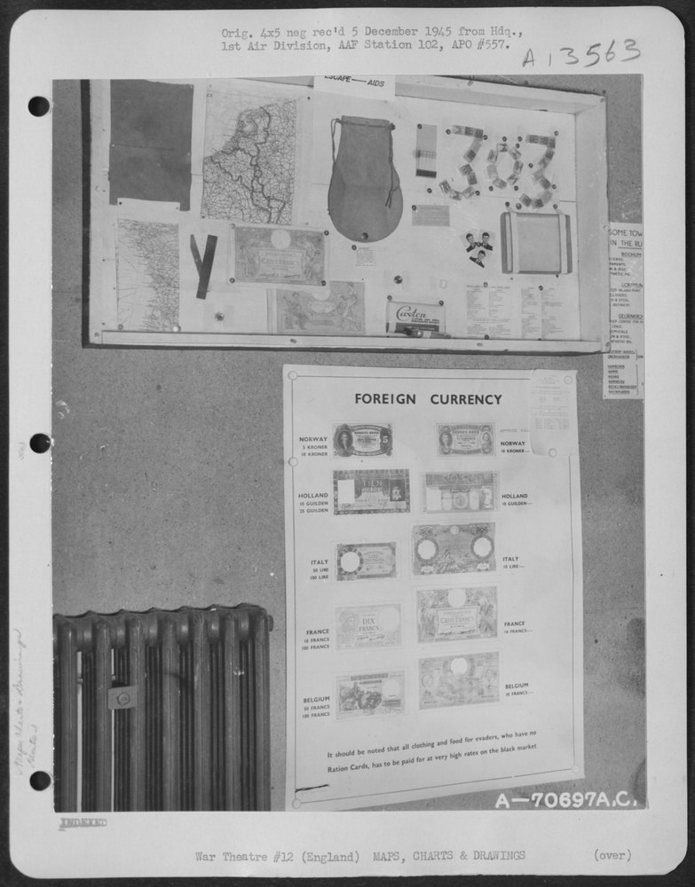 Escape aids in 1st Bomb Division briefing room