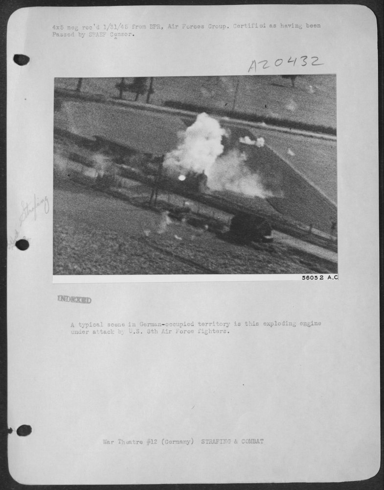 Exploding engine in German-occupied territory