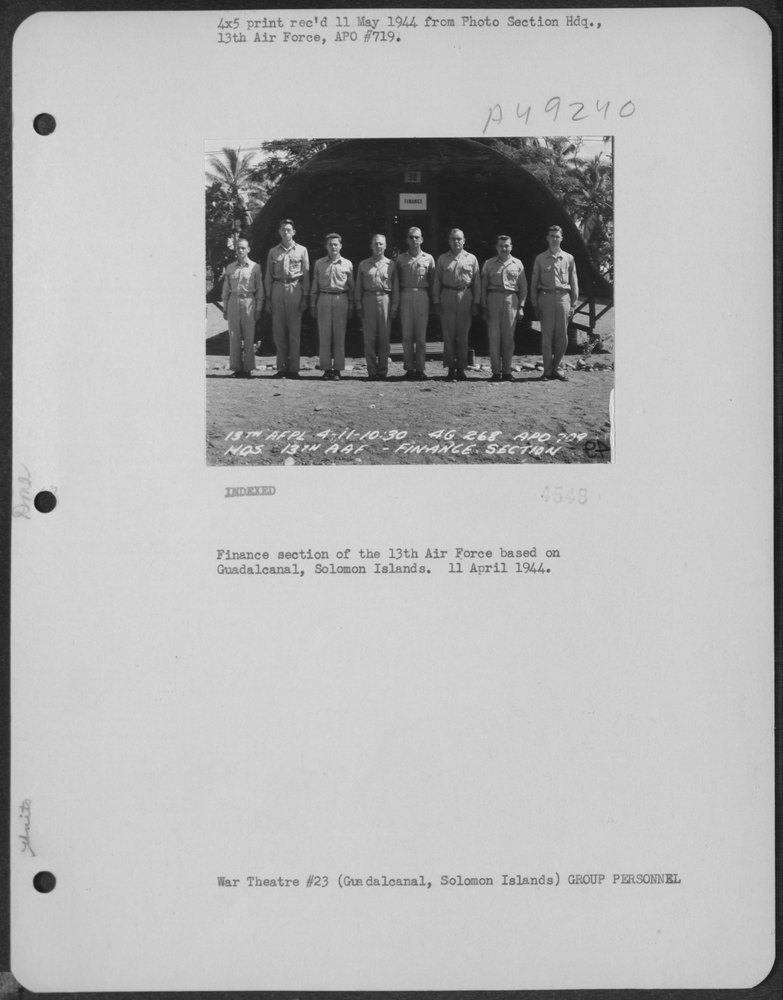 Finance Section on Guadalcanal