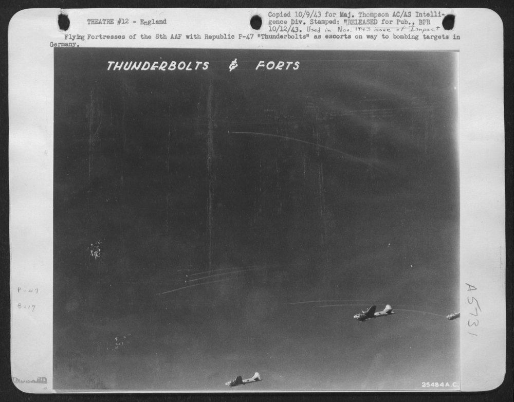 Flying Fortresses of the 8th AAF with Republic P-47 "Thunderbolts"