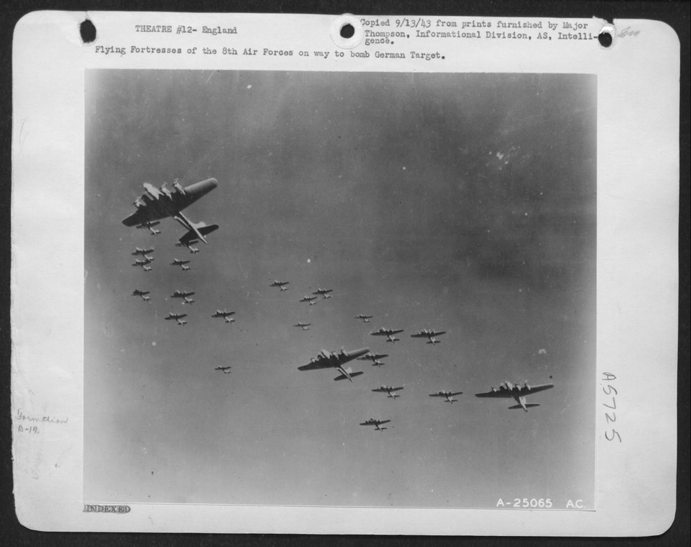 Flying ofrtresses of the 8th Air forces on way to bomb German Target
