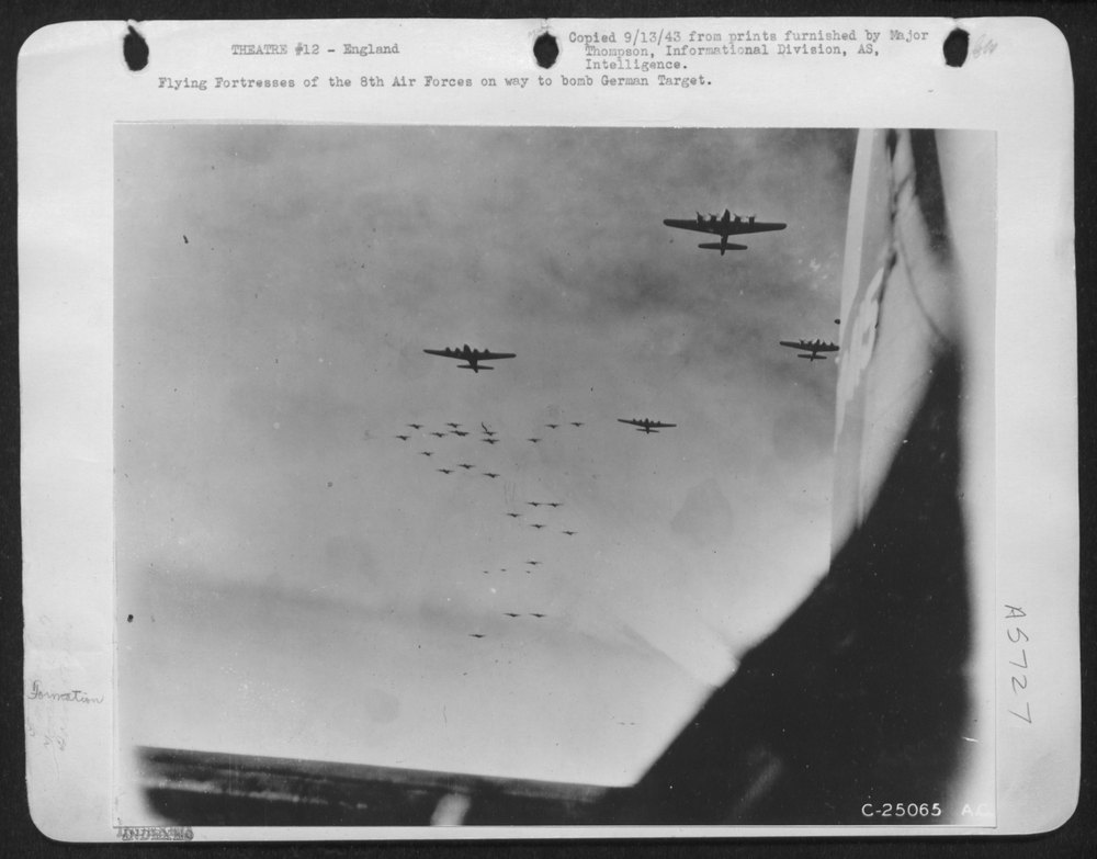 Flying ofrtresses of the 8th Air forces on way to bomb German Target