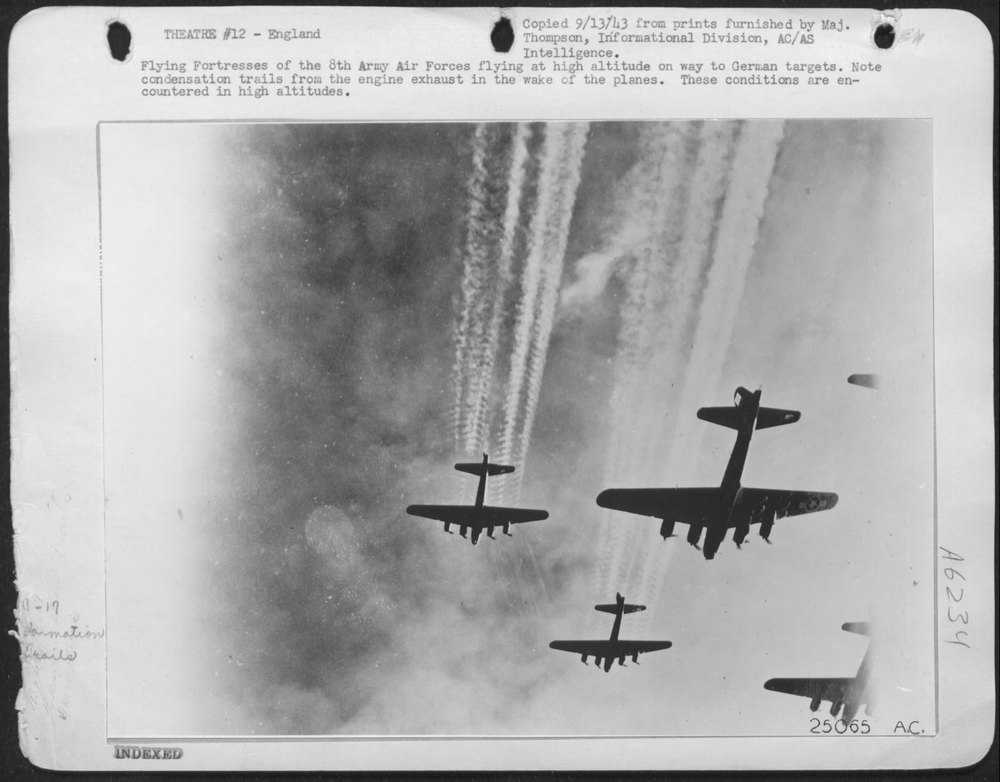 Flying ofrtresses of the 8th Army air forces flying at high altitude