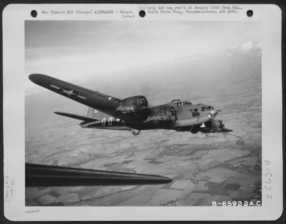 From the altitude this Boeing B-17 "Flying Fortress" of the 381st