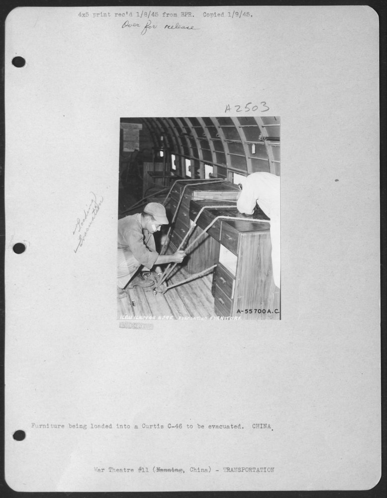 Furniture loaded into C-46 in China
