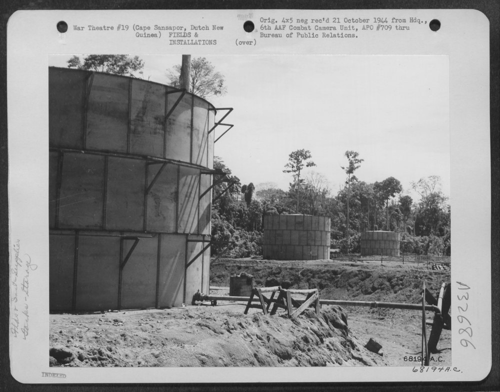Gasoline storage near Cape Sansapor