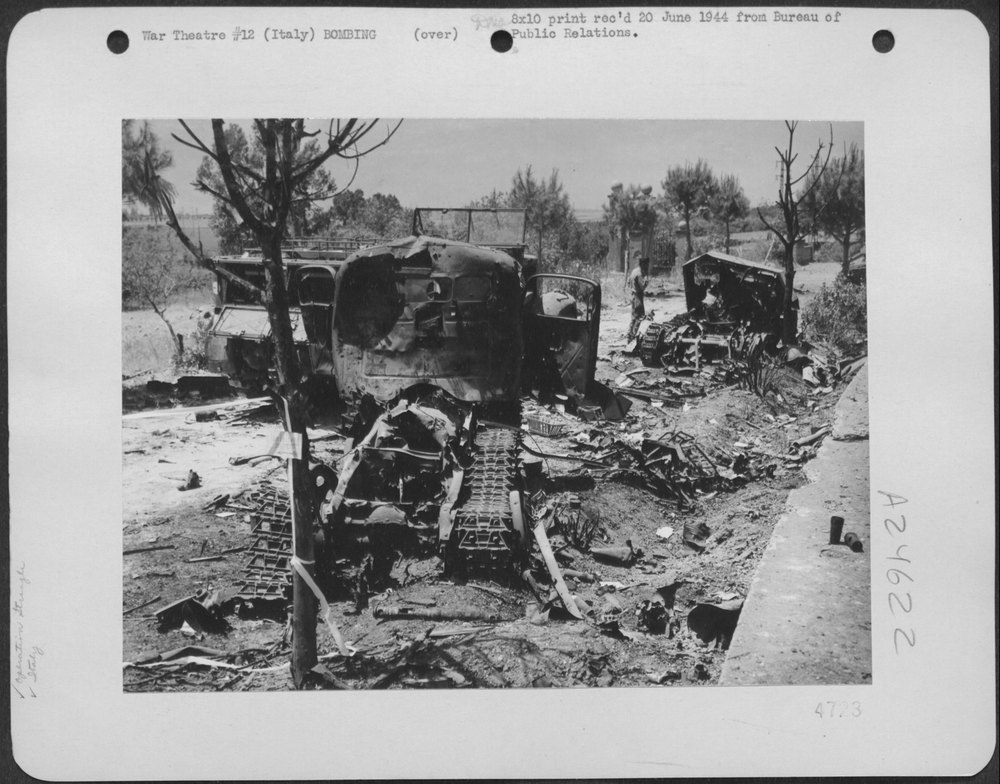 German armored car demolished during Operation Strangle