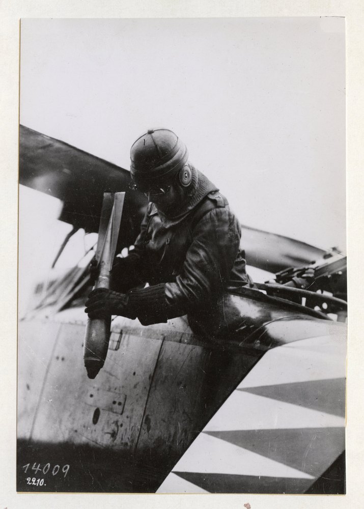 German aviator dropping a bomb, Western front
