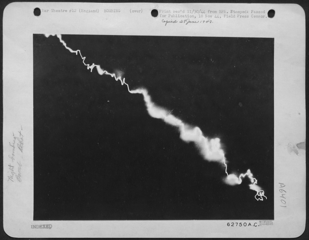German Flying Bomb Plunging Toward Earth