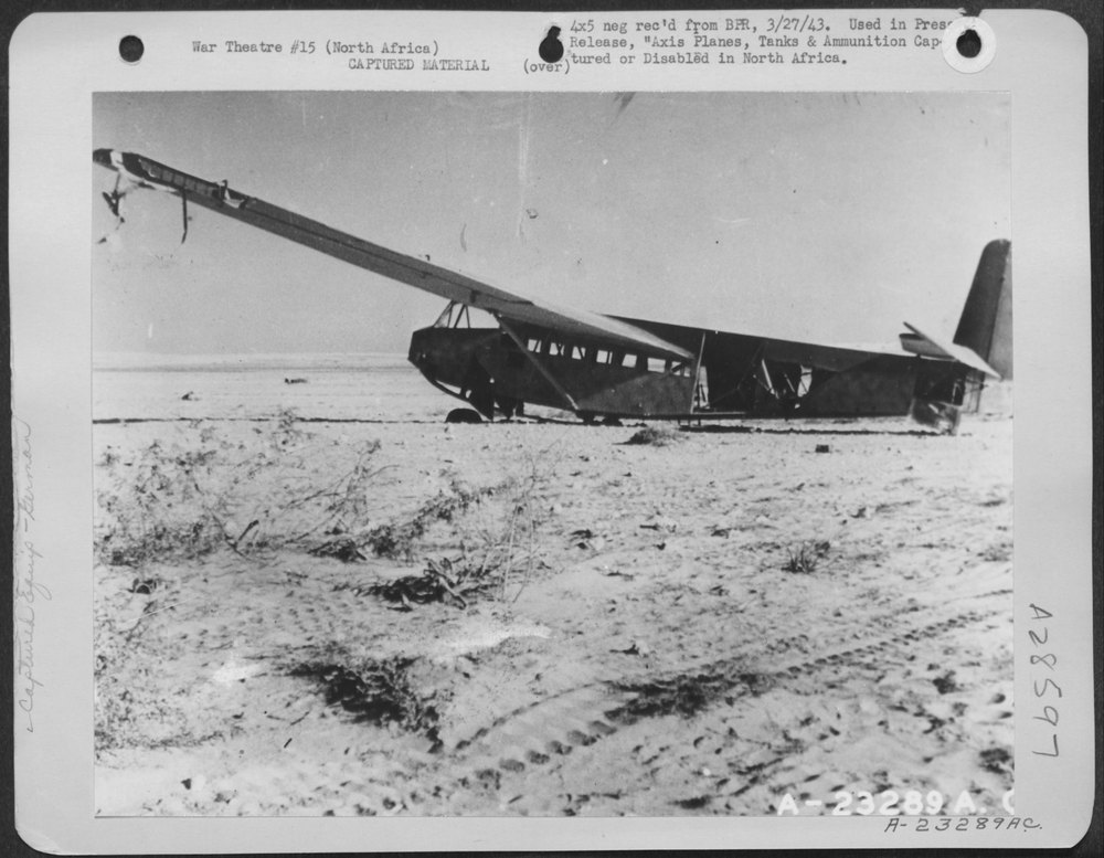 German glider strafed in North Africa