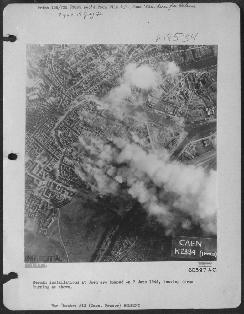 German Installations Bombed At Caen