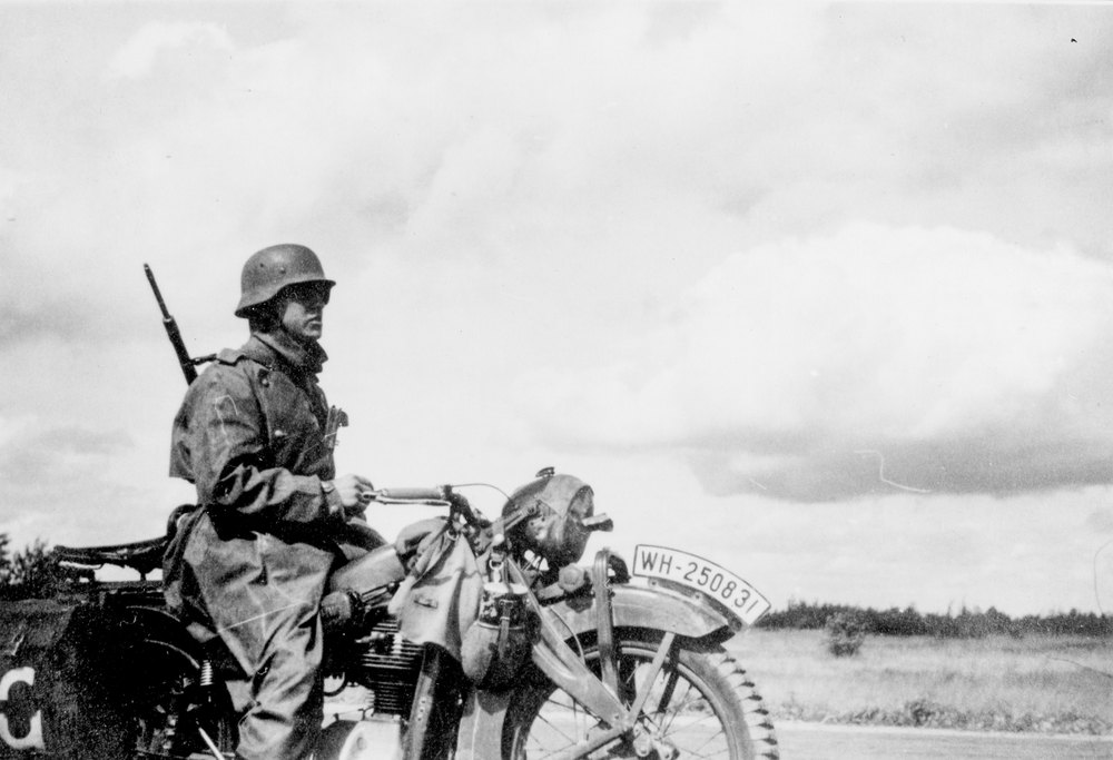 German soldier on a motorcycle