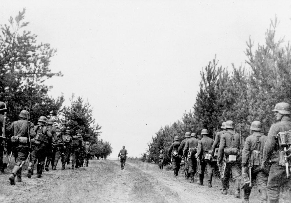 German soldiers advance