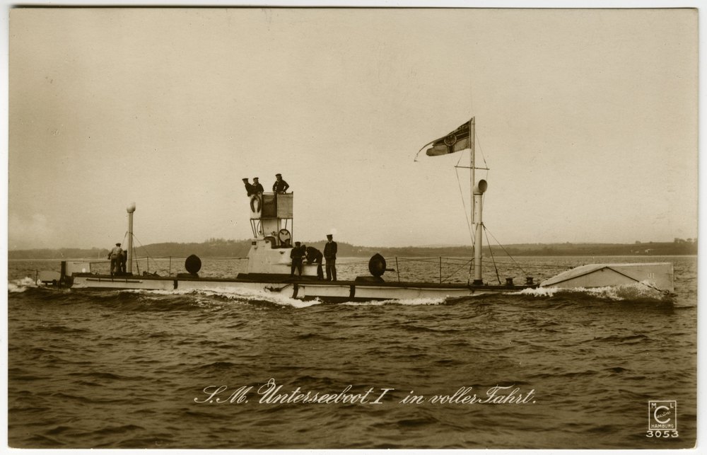 German submarine U 1 at full speed