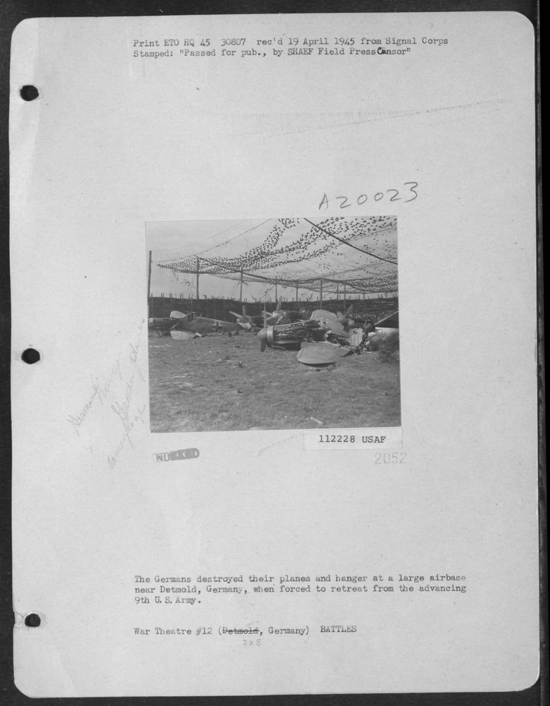 Germans destroy airbase near Detmold