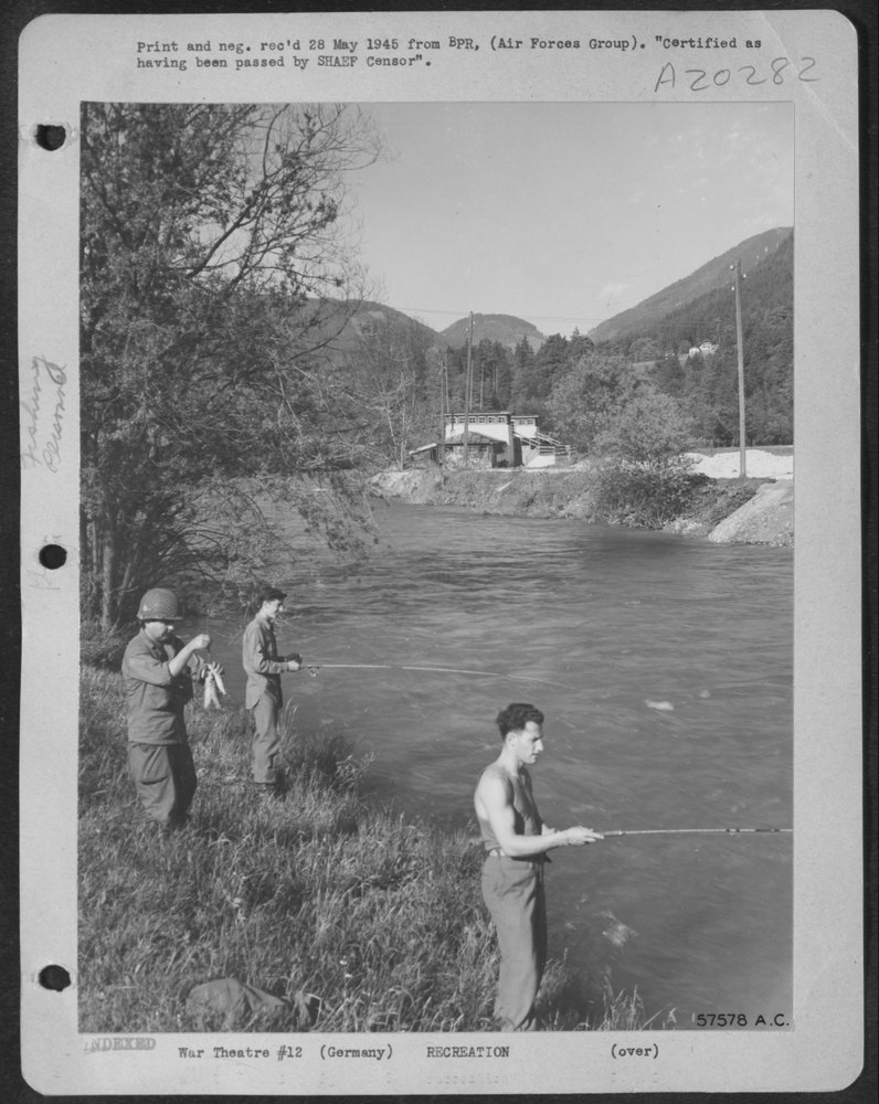 GIs fishing near Eagle's Nest