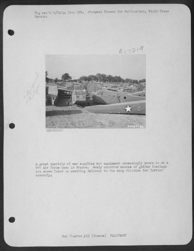Glider fuselage at 9th Air Force base