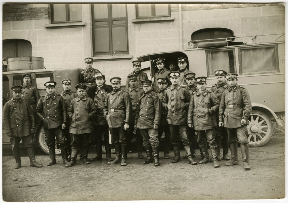 Group of chauffeurs in military uniforms