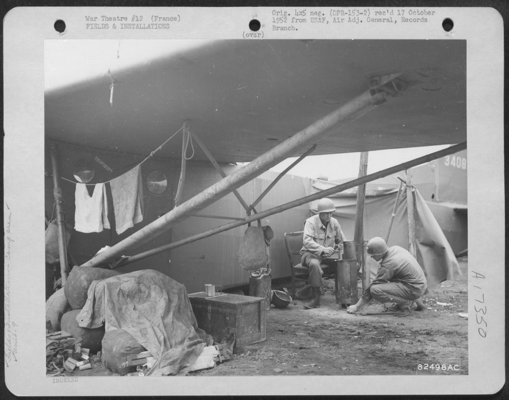 Gun Crew Under Glider Wing In France