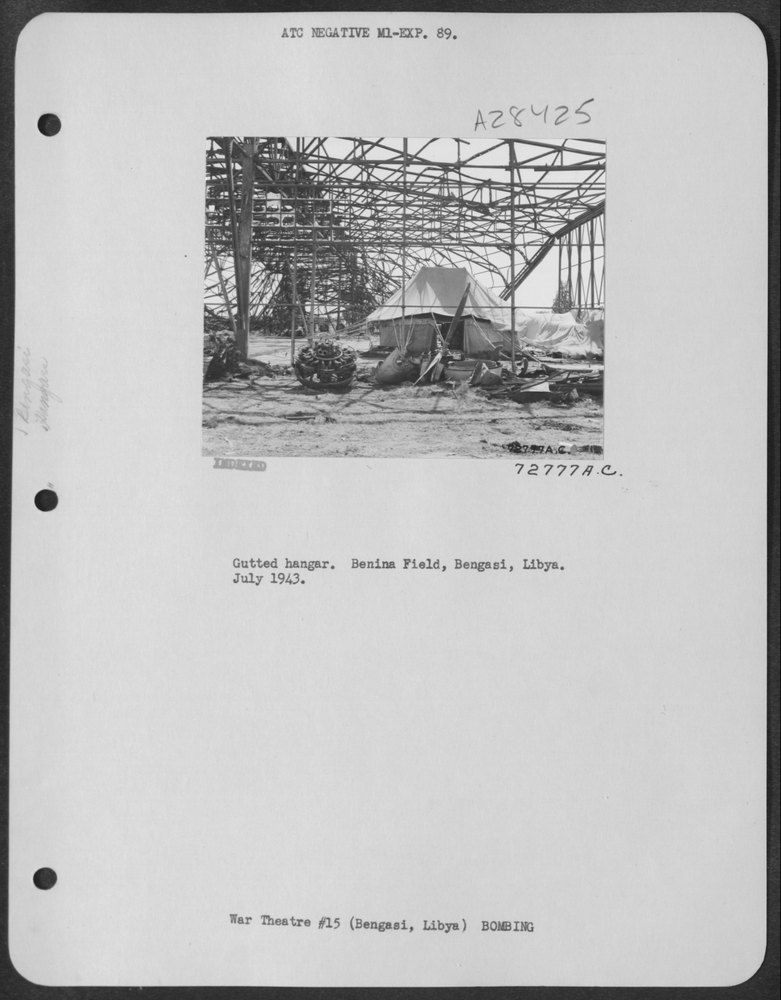 Gutted hangar at Benina Field
