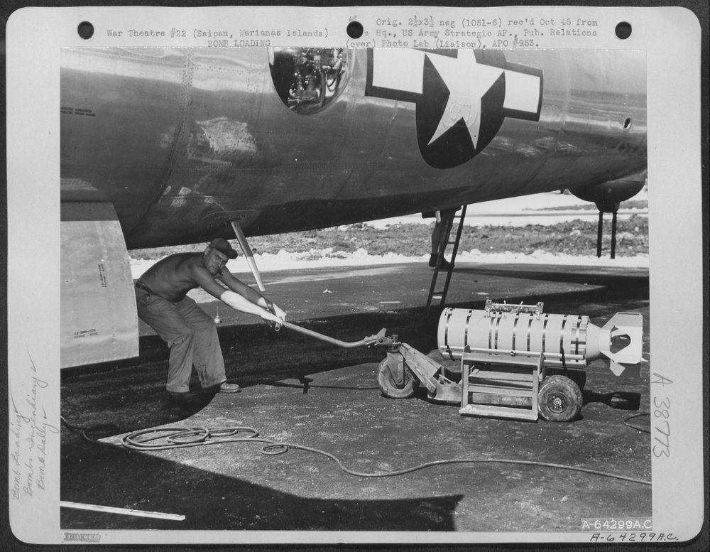 Incendiary Bomb Under The Fuselage Of A Boeing B-29 "Superfortress"