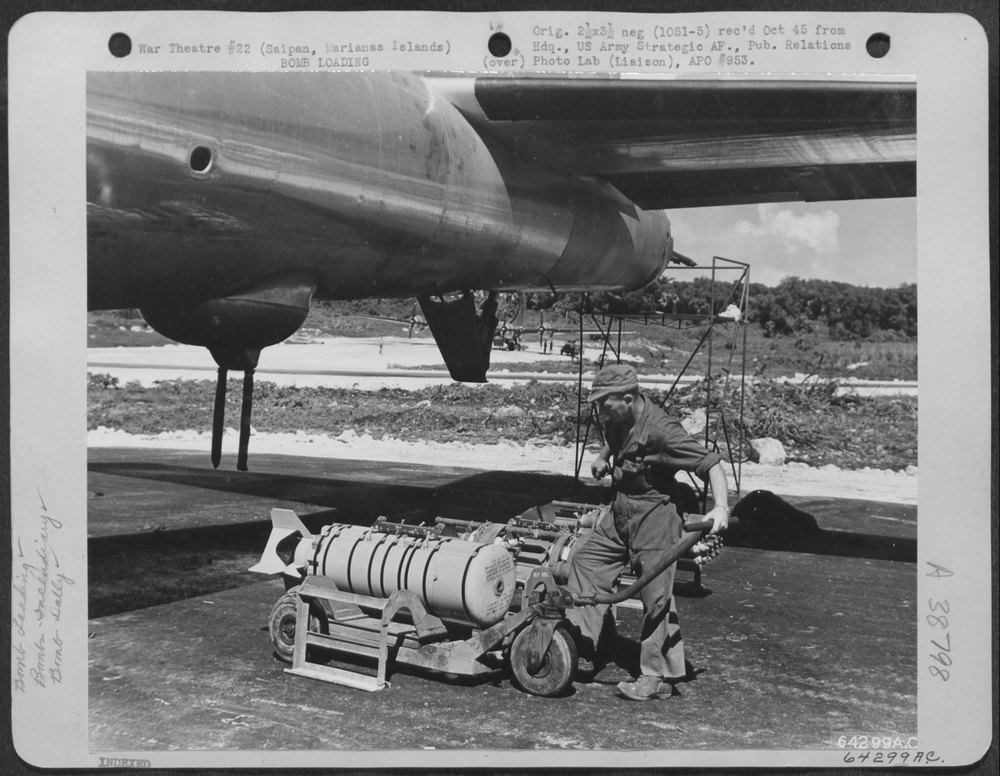 Incendiary Bomb Under The Fuselage Of A Boeing B-29 "Superfortress"