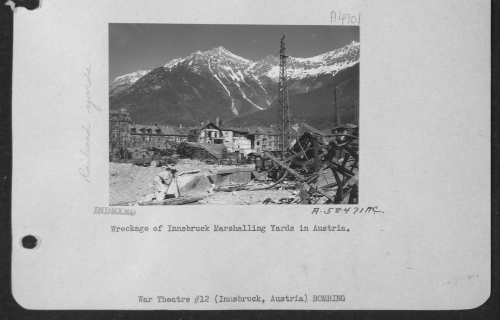 Innsbruck Marshalling Yards wreckage in Austria