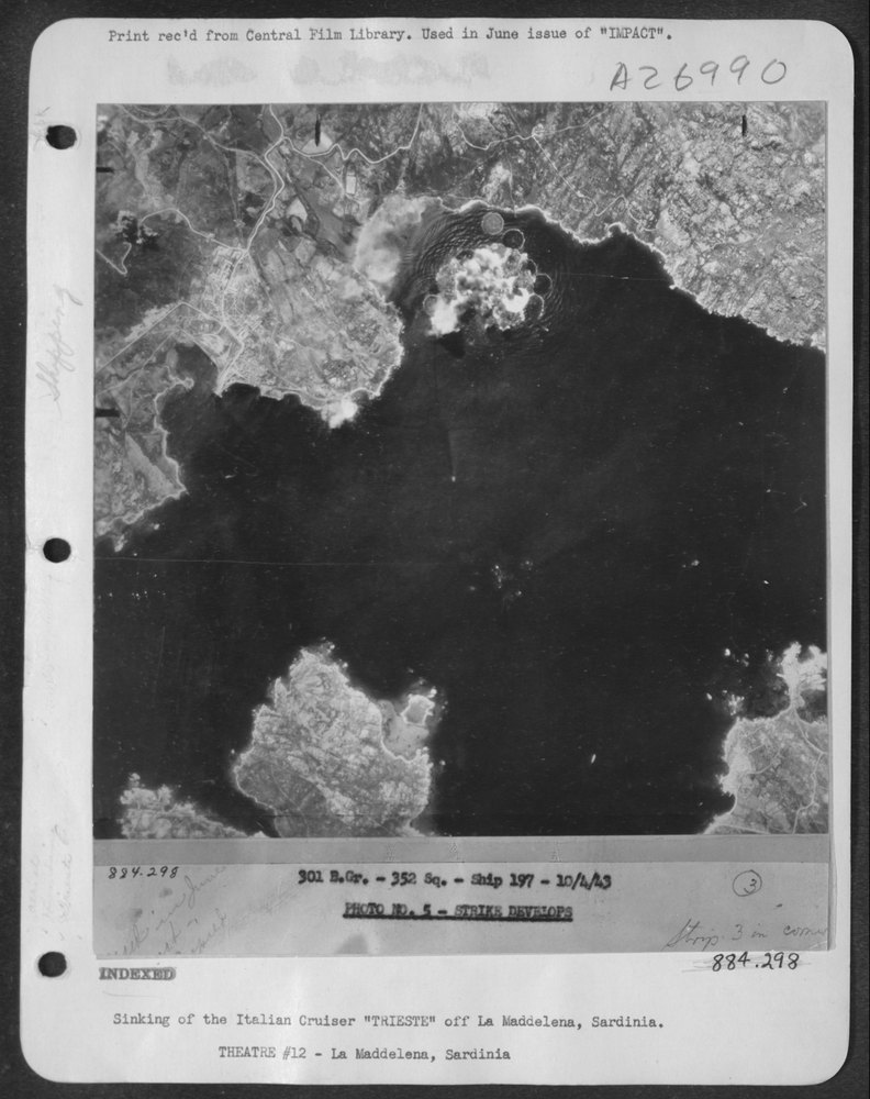 Italian Cruiser TRIESTE sinking off Sardinia