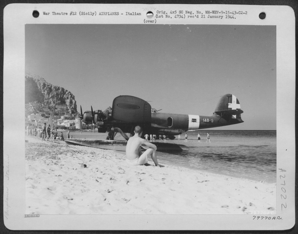 Italian seaplane at Mondello Beach