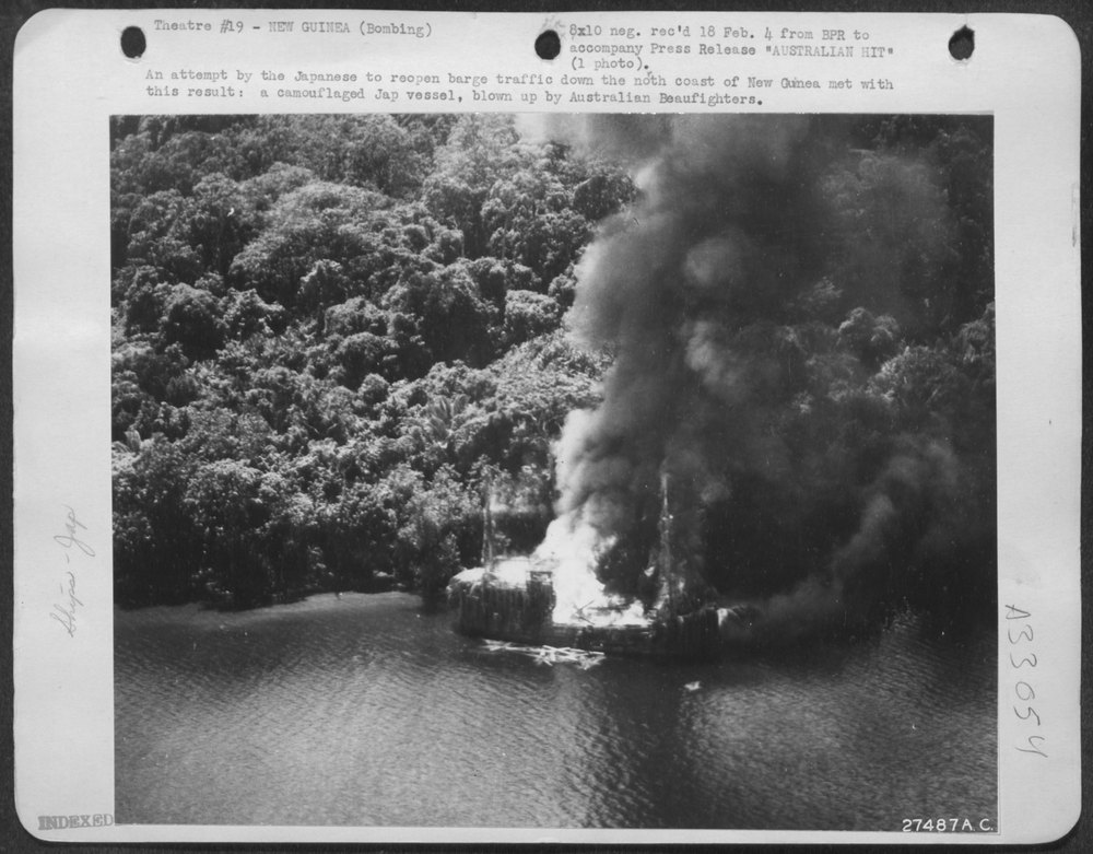 Japanese vessel blown up off New Guinea