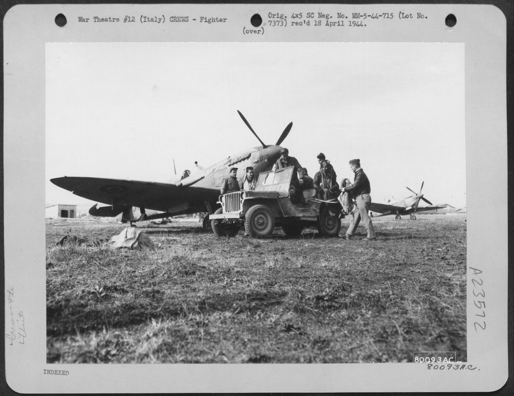 Jeep and Spitfire at Nettuno