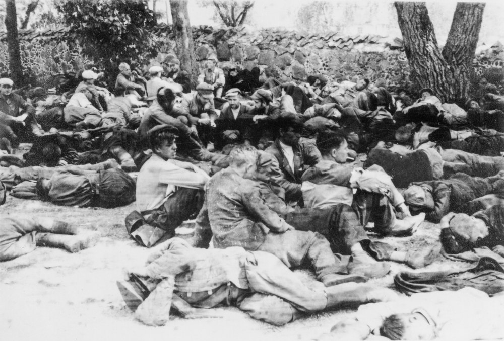 Jewish residents of Jucourica gathered before a church