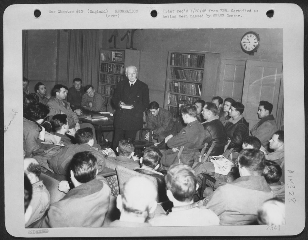 John Masefield at 8th Air Force station