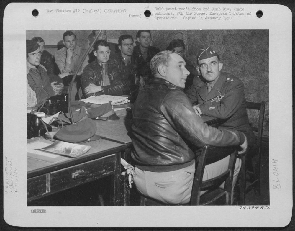 Kepner at 8th Air Force staff meeting