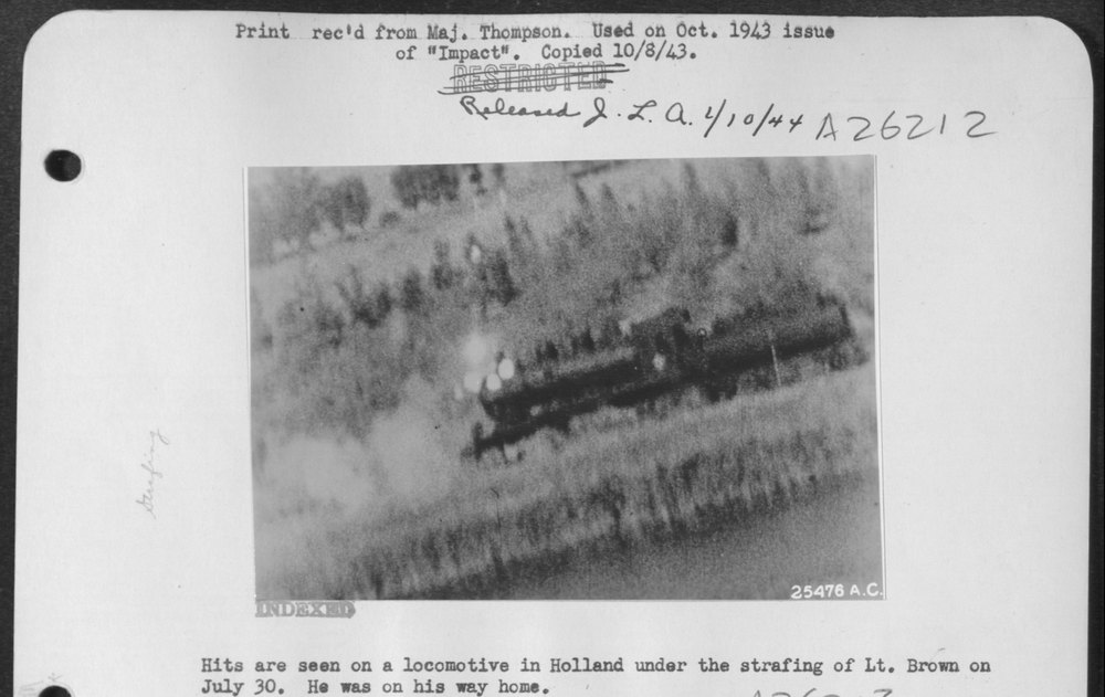 Locomotive in Holland under strafing