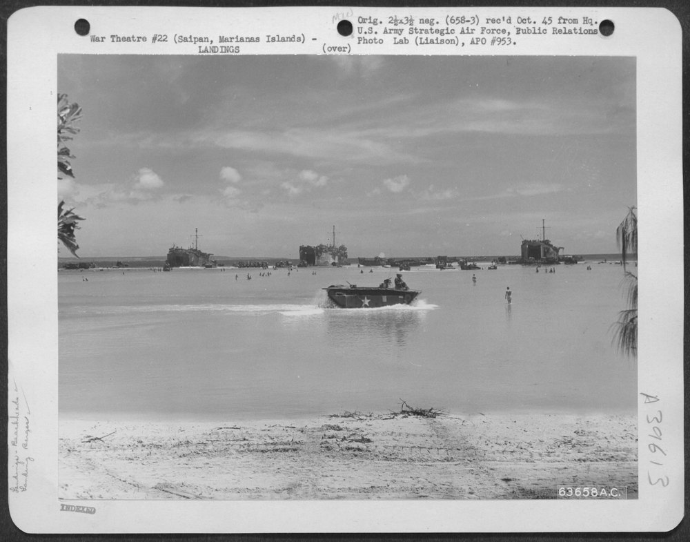 LSTs unloading on Saipan