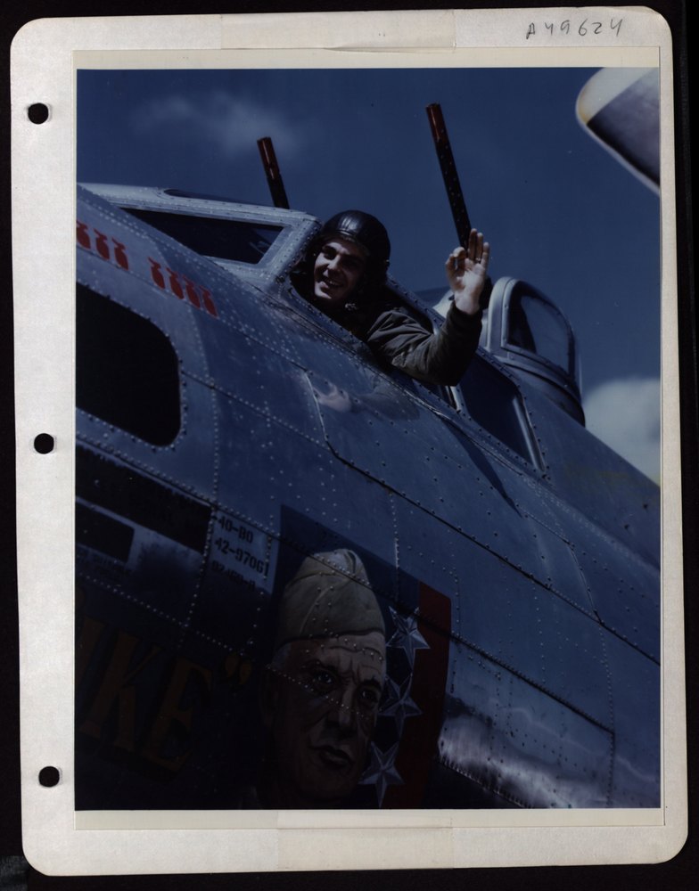 Lt Heiling in B-17 cockpit