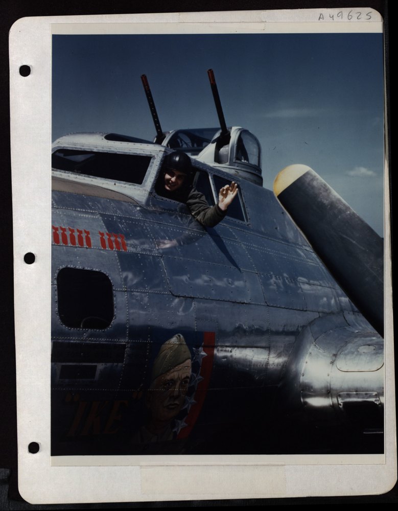Lt Heiling in B17 cockpit England