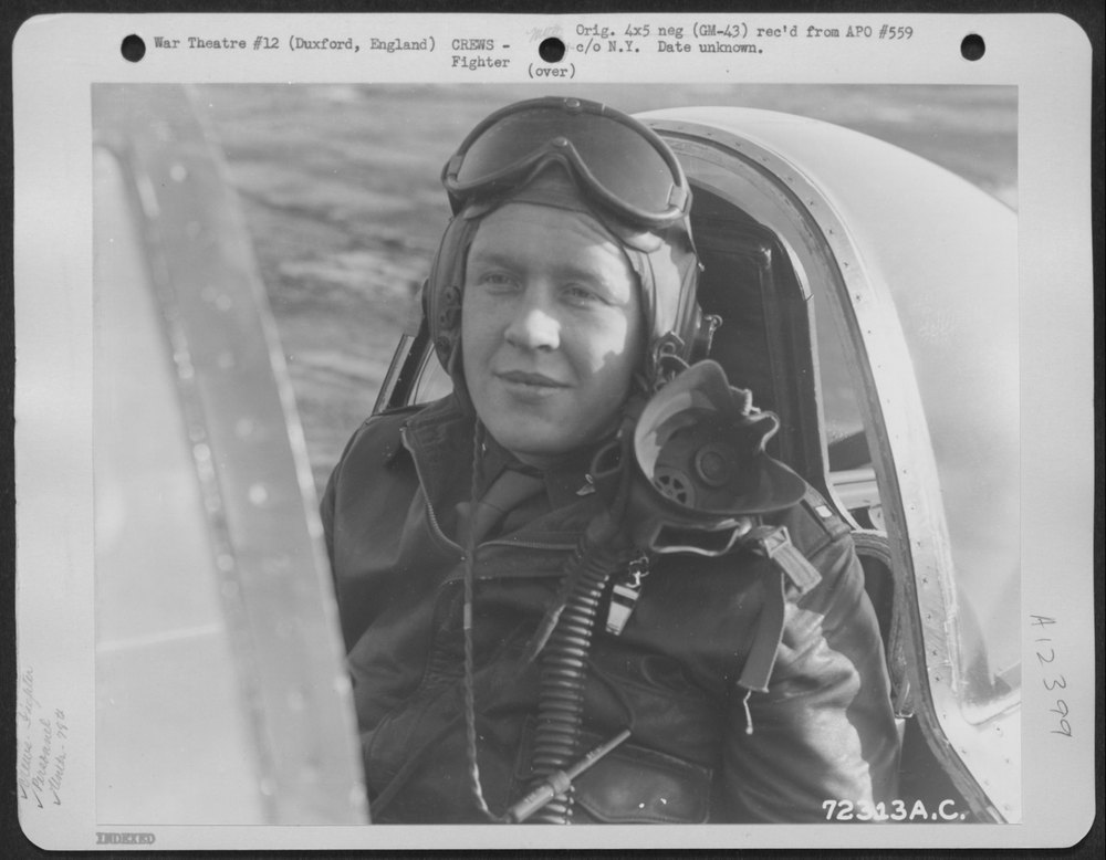 Lt Johnson in cockpit at Duxford