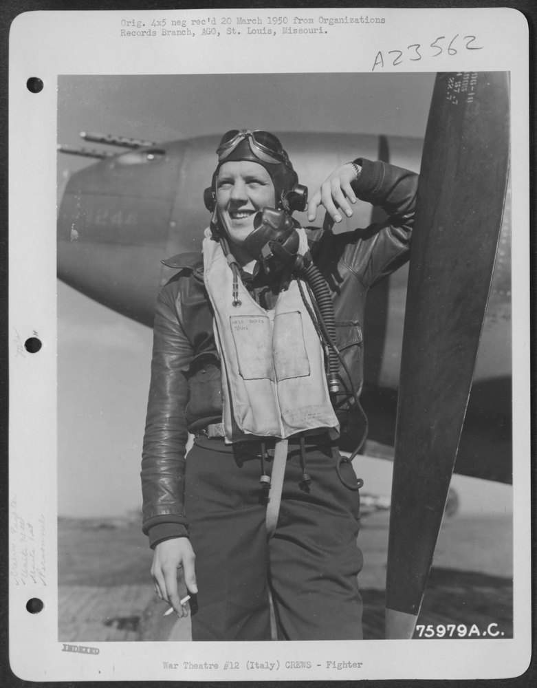 Lt Miller beside P38 in Italy