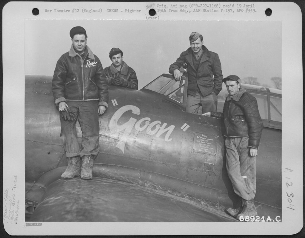 Lt. "Pinky" Lorance (In Cockpit) And Ground Crew; Cpl. "Flash"
