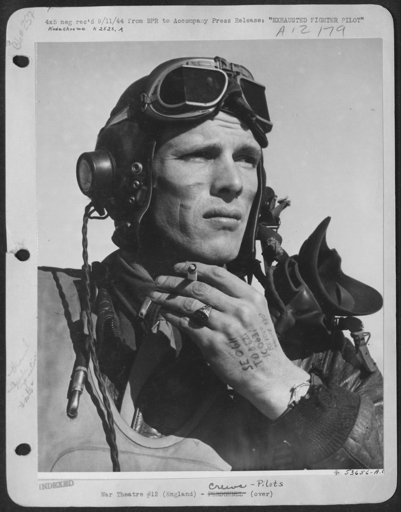 Lt Vernon R Richards after bomber escort mission
