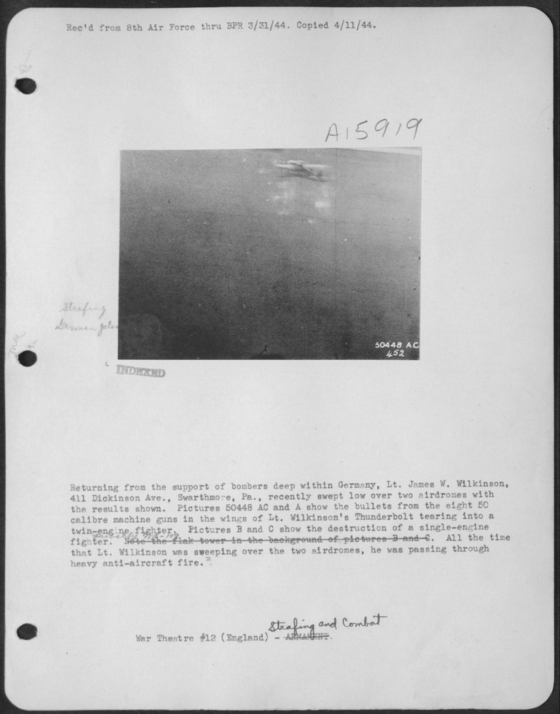 Lt Wilkinson over Germany