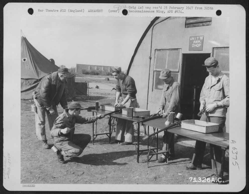 Machine guns cleaned at 8th Air Force base